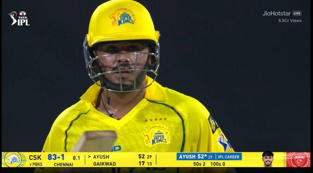 Ayush mathre  50 in IPL 2026 match updates